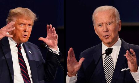 Trump y Biden se enfrentan en un duelo televisivo por audiencias, en simultáneo. Trump y Biden se enfrentan en un duelo televisivo por audiencias, en simultáneo.