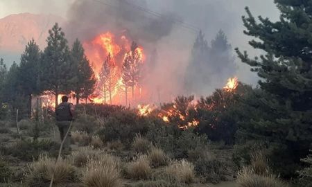 El incendio se originó el pasado domingo a unos 15 kilómetros de El Bolsón. El incendio se originó el pasado domingo a unos 15 kilómetros de El Bolsón.