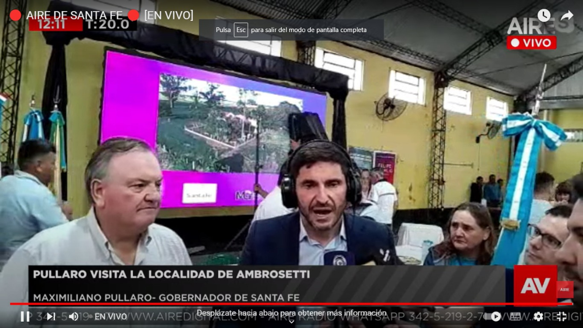 El gobernador Maximiliano Pullaro visitó la localidad de Ambrosetti.