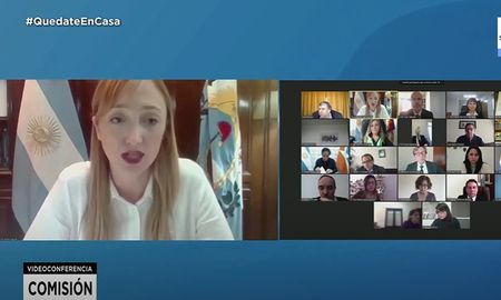 La presidenta de la Comisión de Acuerdos del Senado, Anabel Fernández Sagasti, encabeza el encuentro virtual. La presidenta de la Comisión de Acuerdos del Senado, Anabel Fernández Sagasti, encabeza el encuentro virtual.