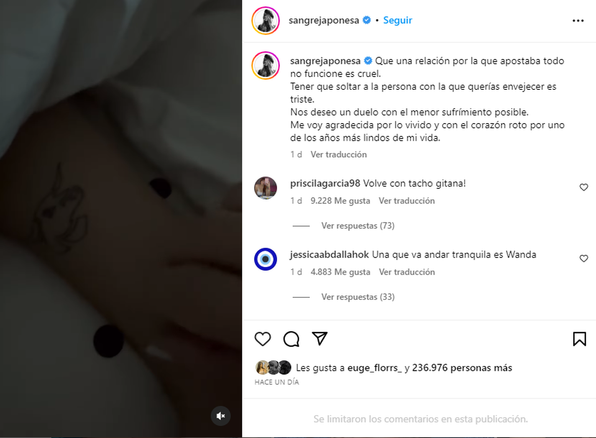 La China Suárez confirmó su separación con Rusherking.