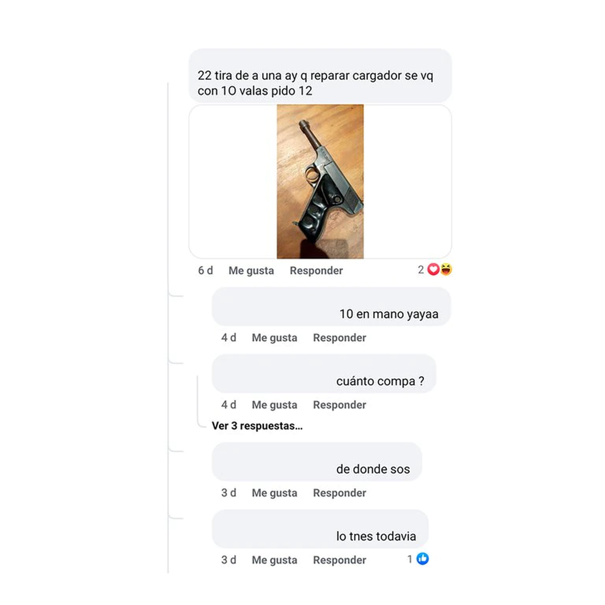 Ansiedad: la negociaci&oacute;n en vivo por una vieja pistola.