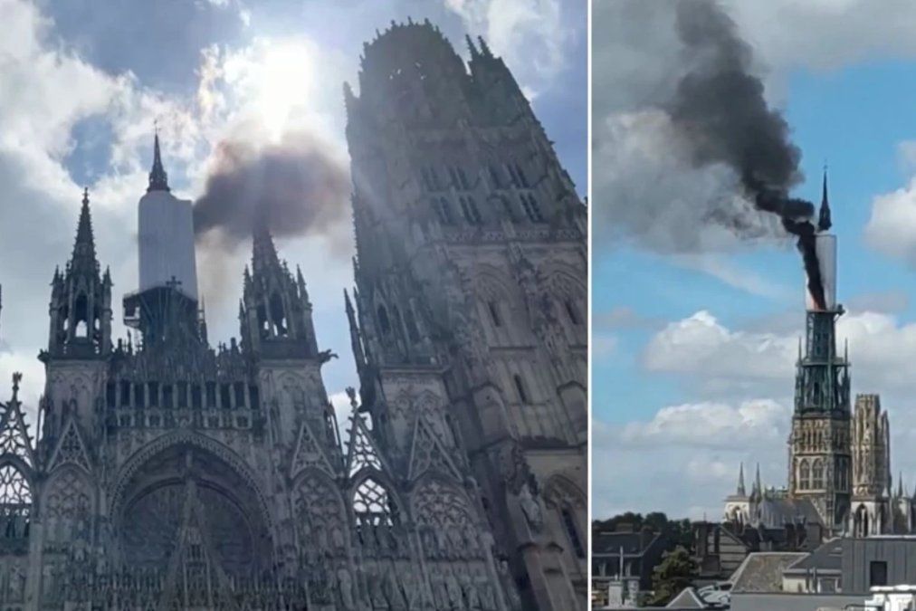 Un incendio se desata en la flecha de la catedral de la ciudad francesa de Rouen