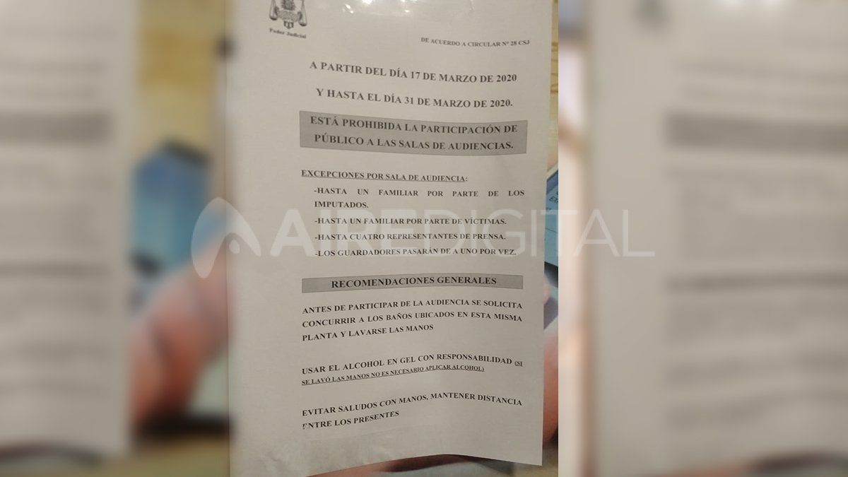 Se restringe el ingreso del p&uacute;blico a las audiencias