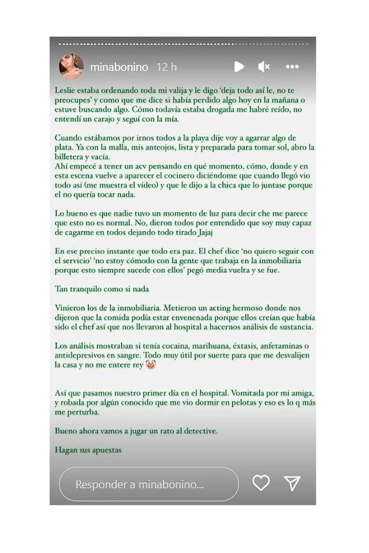 Mina Bonino contó cómo fue el robo en Ibiza.