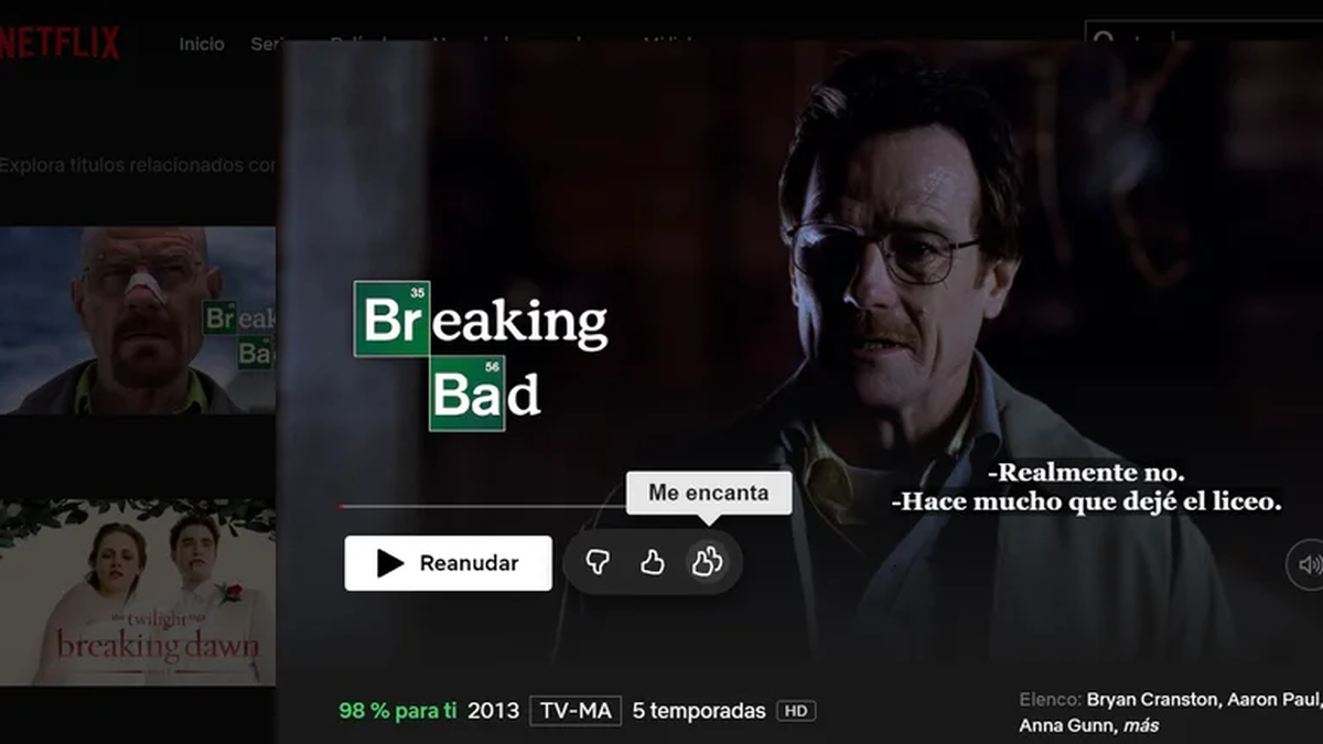 El botón Me encanta de Netflix.