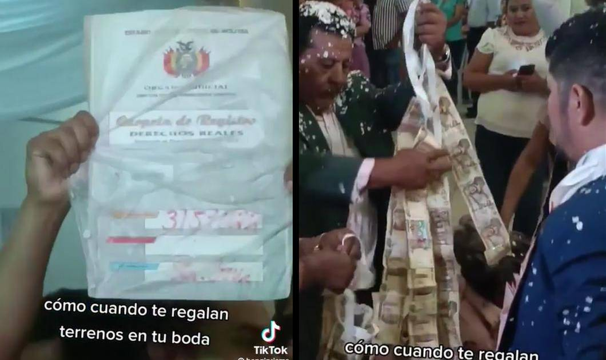 Las tiras de billetes que colgaban de la ropa de la pareja sumaba el equivalente a más de dos mil dólares.