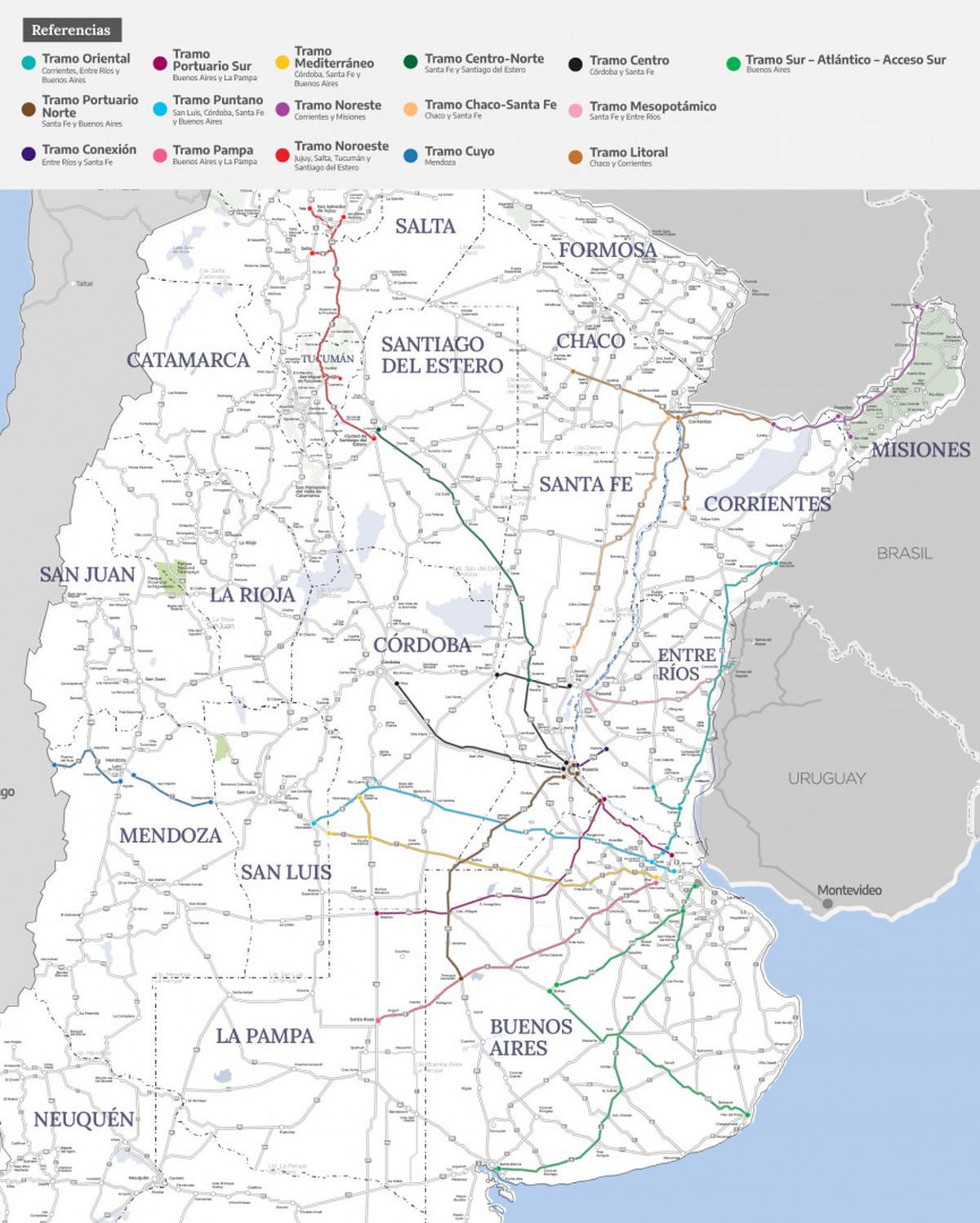 El mapa de la Red Federal de Concesiones Viales. El mapa de la Red Federal de Concesiones Viales.