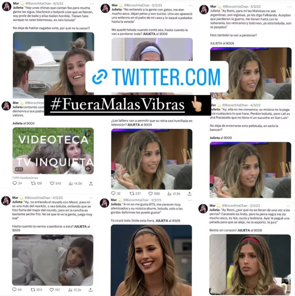 Julieta Poggio mostró los posteos de la cuenta que realiza fake news de ella.