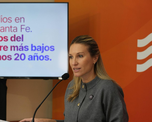 La vocera Virginia Coudannes durante una conferencia. La vocera Virginia Coudannes durante una conferencia.