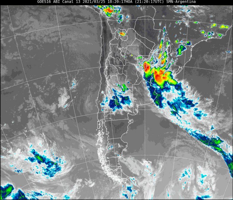 Imagen satelital a las 18.20 horas del jueves.