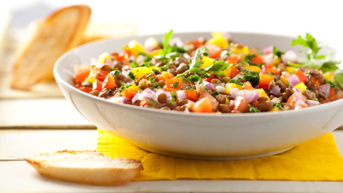 Ensalada de lentejas rápida y saludable.