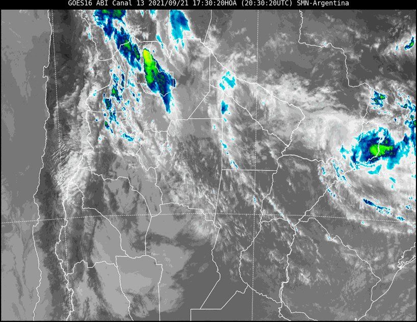 Imagen satelital del tiempo a las 17.30 del martes.