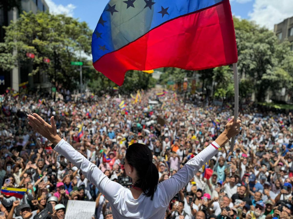 La marcha estuvo encabezada por María Corina Machado.