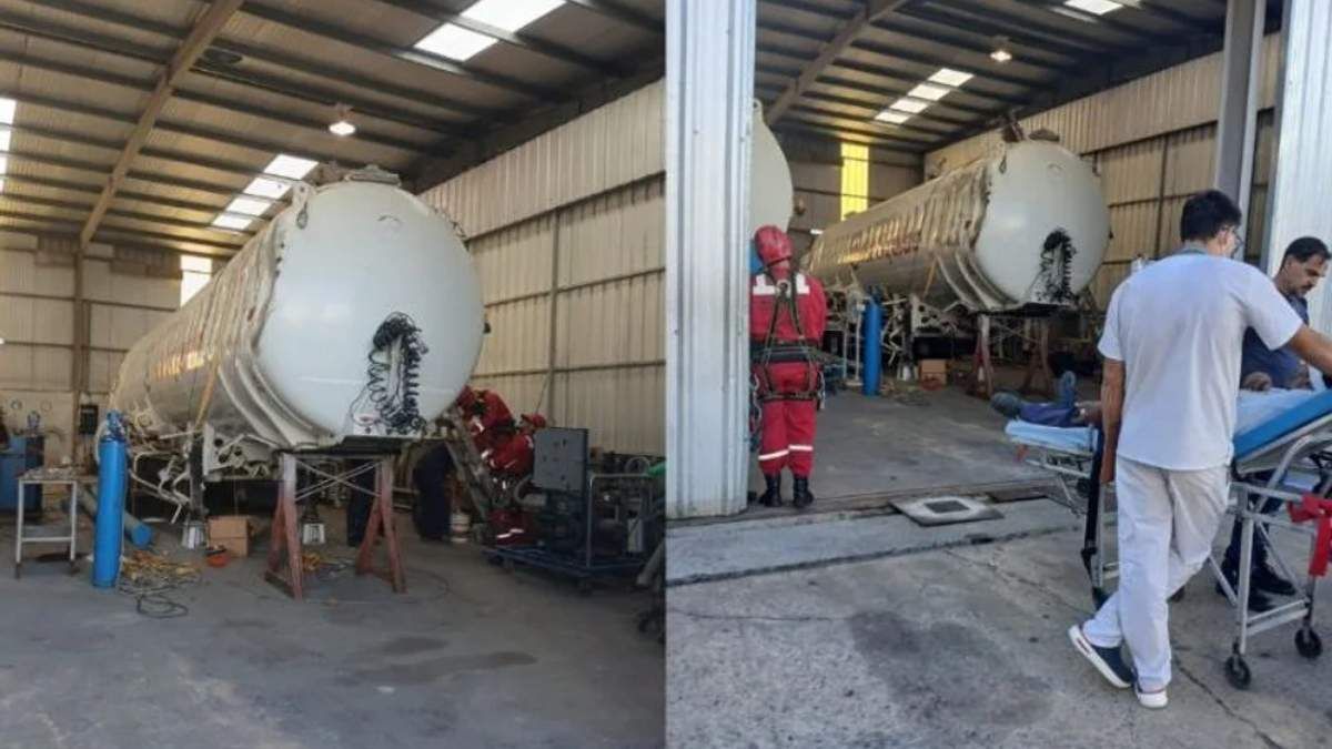 Personal de Bomberos de Olmos trabajó en el lugar para asegurar el área tras el rescate realizado por los compañeros de las víctimas.