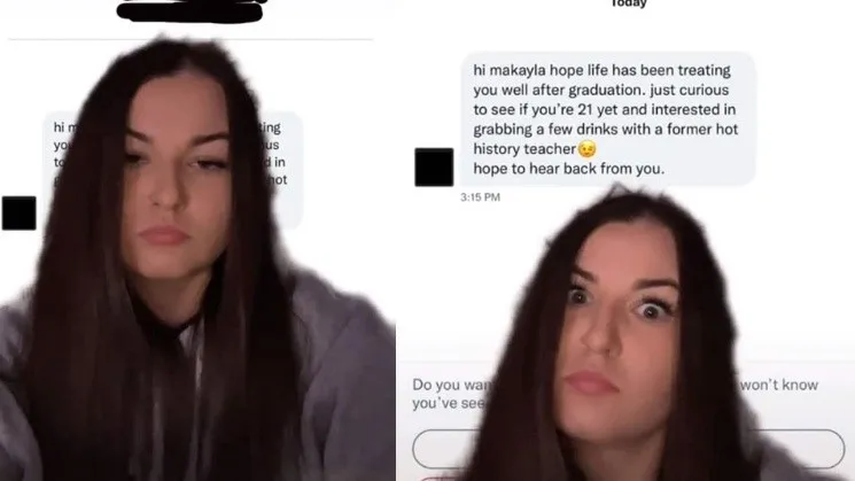 Makayla reveló que se sorprendió al ver un mensaje de su ex profesor de historia en donde la invitaba a salir (imagen captura vídeo / TikTok @makaylam.ller).