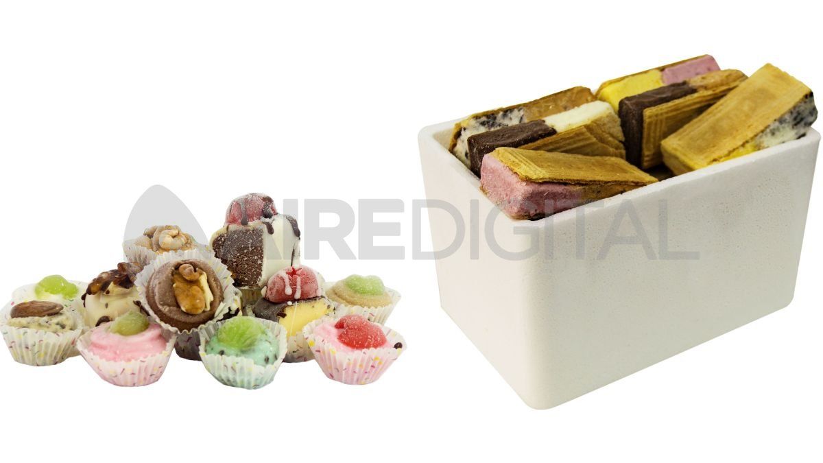 Otra oferta son las tablitas de helado con 20 o 30 unidades y las masas finas de helado en formato de postre. Otra oferta son las tablitas de helado con 20 o 30 unidades y las masas finas de helado en formato de postre.