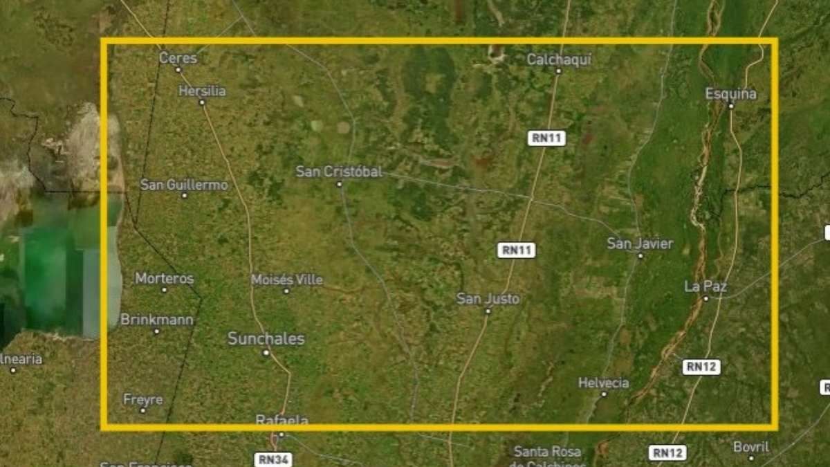 Estas localidades de Santa Fe serían las más afectadas por tormentas y posibles granizos. Estas localidades de Santa Fe serían las más afectadas por tormentas y posibles granizos. 