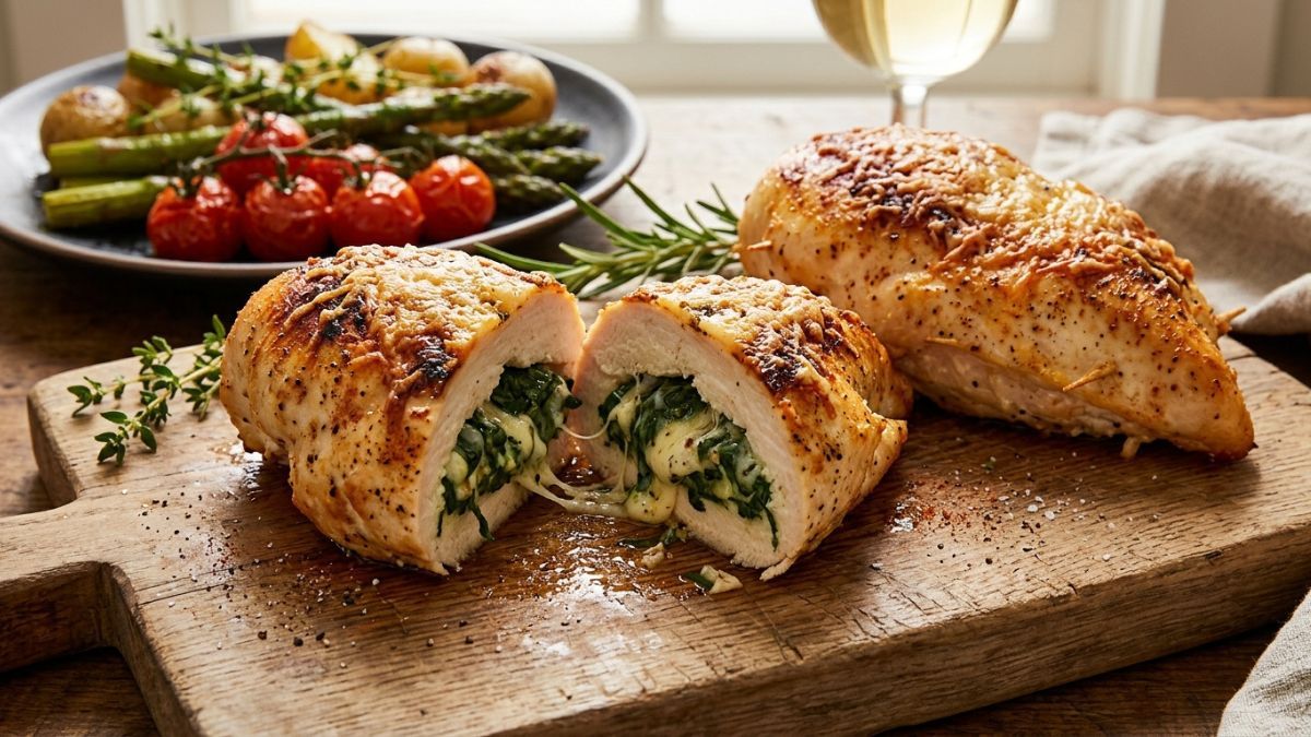 Pechugas de pollo rellenas de espinaca y queso: la receta fácil para una cena diferente.