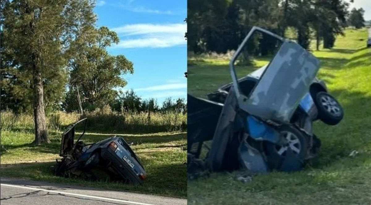 El auto donde viajaba la argentina quedó destruido. El auto donde viajaba la argentina quedó destruido.