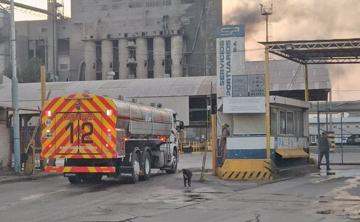 Bomberos Zapadores, Voluntarios y Brigadistas trabajan para contener las llamas en el Puerto de Rosario. Bomberos Zapadores, Voluntarios y Brigadistas trabajan para contener las llamas en el Puerto de Rosario. 