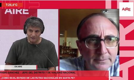 El jefe del distrito 7 de Vialidad Nacional, Fabio Sánchez, explicó en Aire de Santa Fe el estado de las rutas provinciales. El jefe del distrito 7 de Vialidad Nacional, Fabio Sánchez, explicó en Aire de Santa Fe el estado de las rutas provinciales.