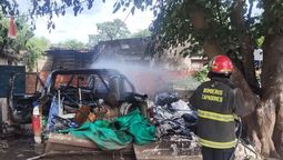 Incendio en una camioneta dentro de una vivienda de Santo Tomé.