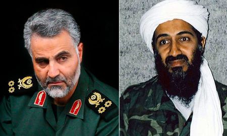 El general Qasem Soleimani y el ex líder terrorista, Osama Bin Laden. El general Qasem Soleimani y el ex líder terrorista, Osama Bin Laden.