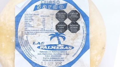 Seguridad alimentaria: la Assal prohibió el queso sardo Las Palmeras