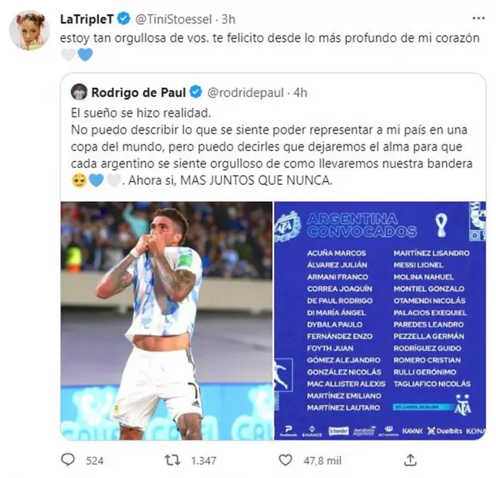 Tini Stoessel y Rodrigo De Paul despejaron rumores de separación, al menos por ahora.