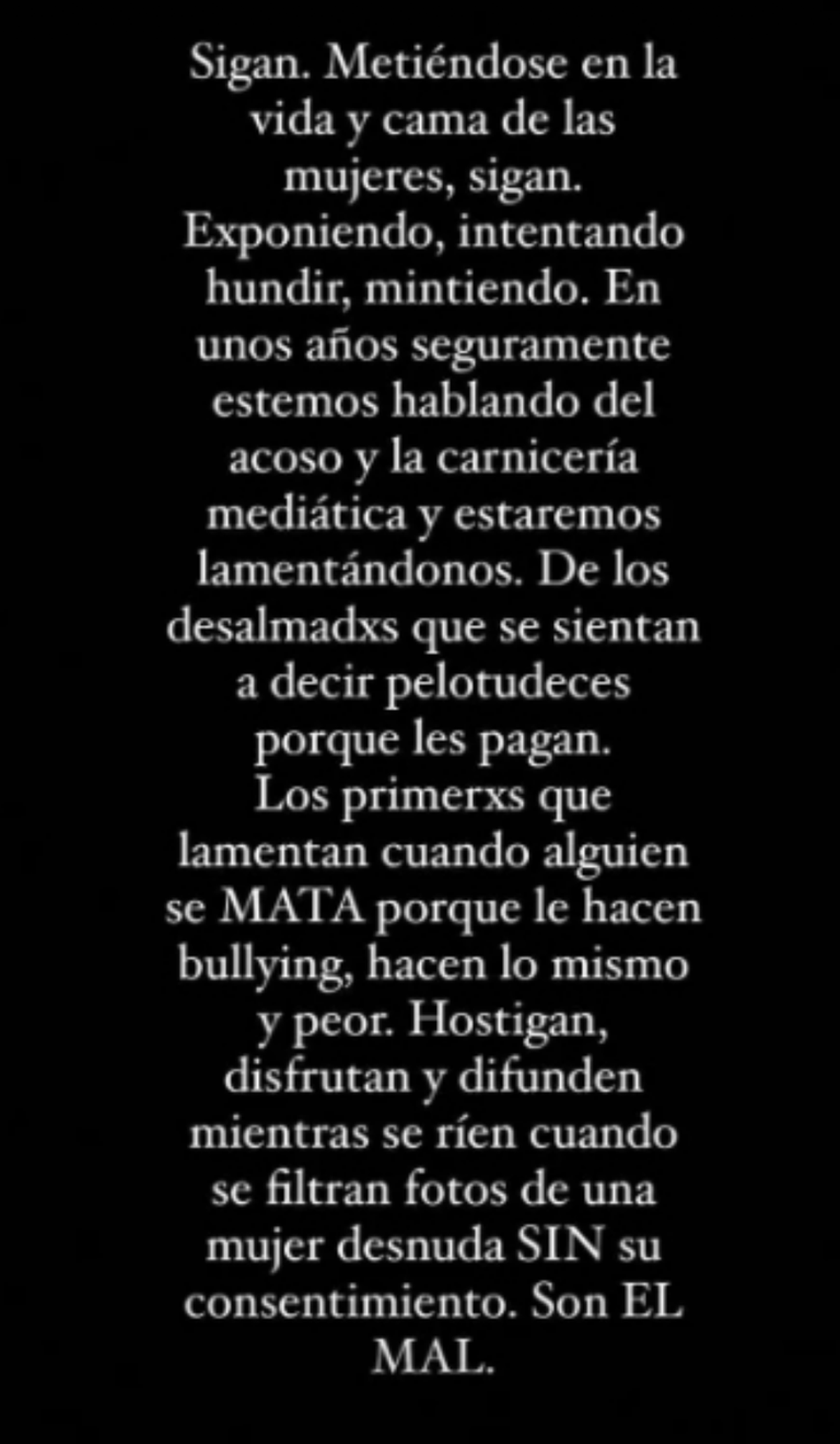 El fuerte descargo de la actriz en su Instagram