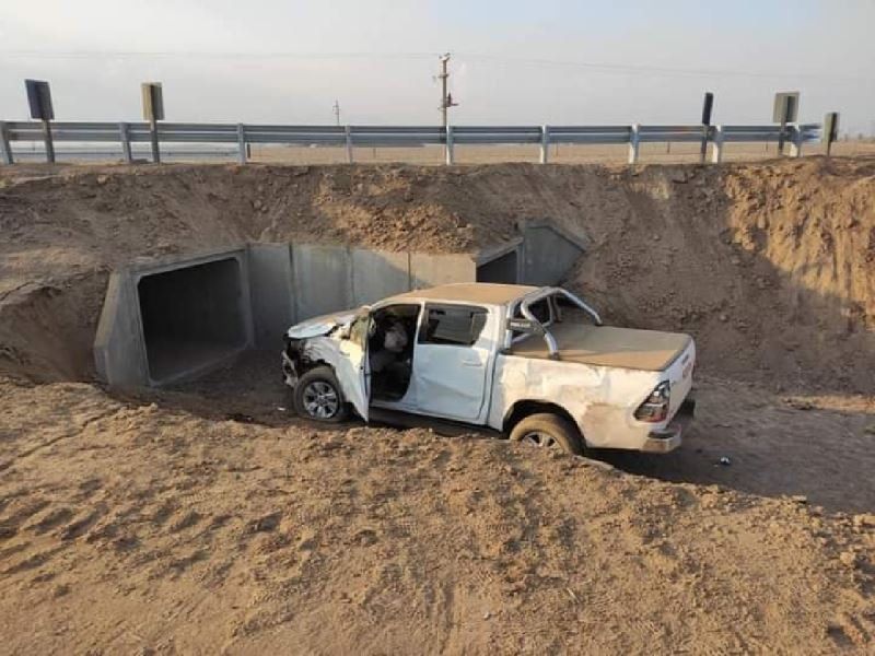 La camioneta Toyota Hilux en la que viajaban los padres del joven baleado se accidentó en la autovía N° 19. La madre de Maximiliano, una mujer de 47 años, murió producto de la gravedad de las heridas.