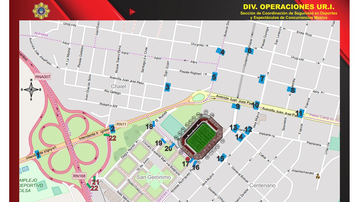 Estos serán los cortes de tránsito en inmediaciones del Club Atlético Colón.