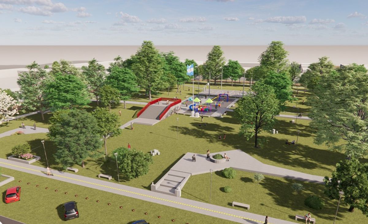 Así quedará la Plaza Eva Perón una vez finalizados los trabajos de remodelación.