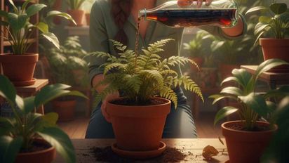 El truco viral de la gaseosa cola que promete revivir tus plantas de interior