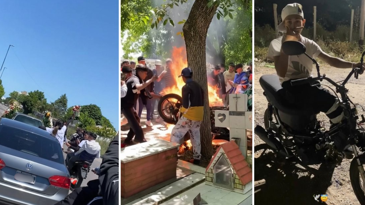 Un funeral en La Plata conmocionó por el insólito ritual que incluyó quemar una motocicleta en la fosa del joven de 15 años.