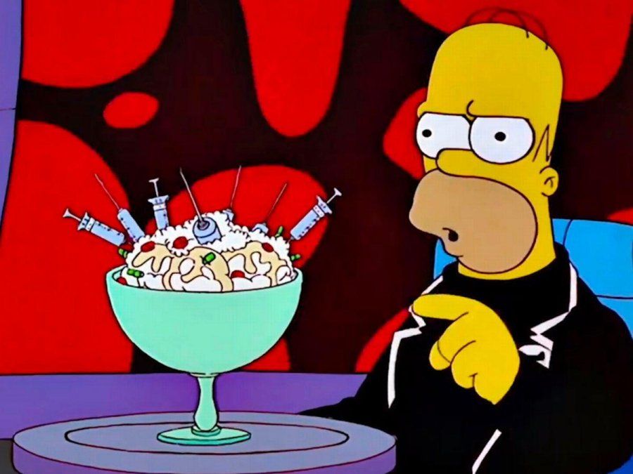 Y no pudo dejar de hacer referencia a Los Simpson al recibir la vacuna, pues en un capítulo Homero recibe una inyección de un medicamento experimental.