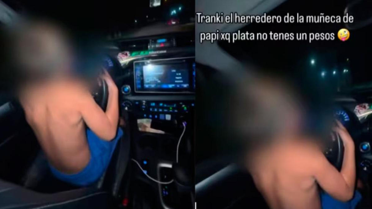 Grabó a su hijo de 7 años manejando un auto en José C. Paz: Pegale una pisadita a ver qué onda