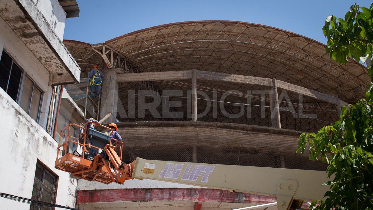 Las obras de la fachada de la Sede desde la Pajarera.