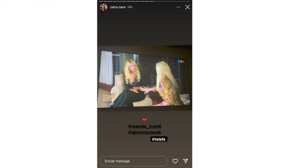 Zaira Nara apoyó a Wanda en su entrevista con Susana Giménez.