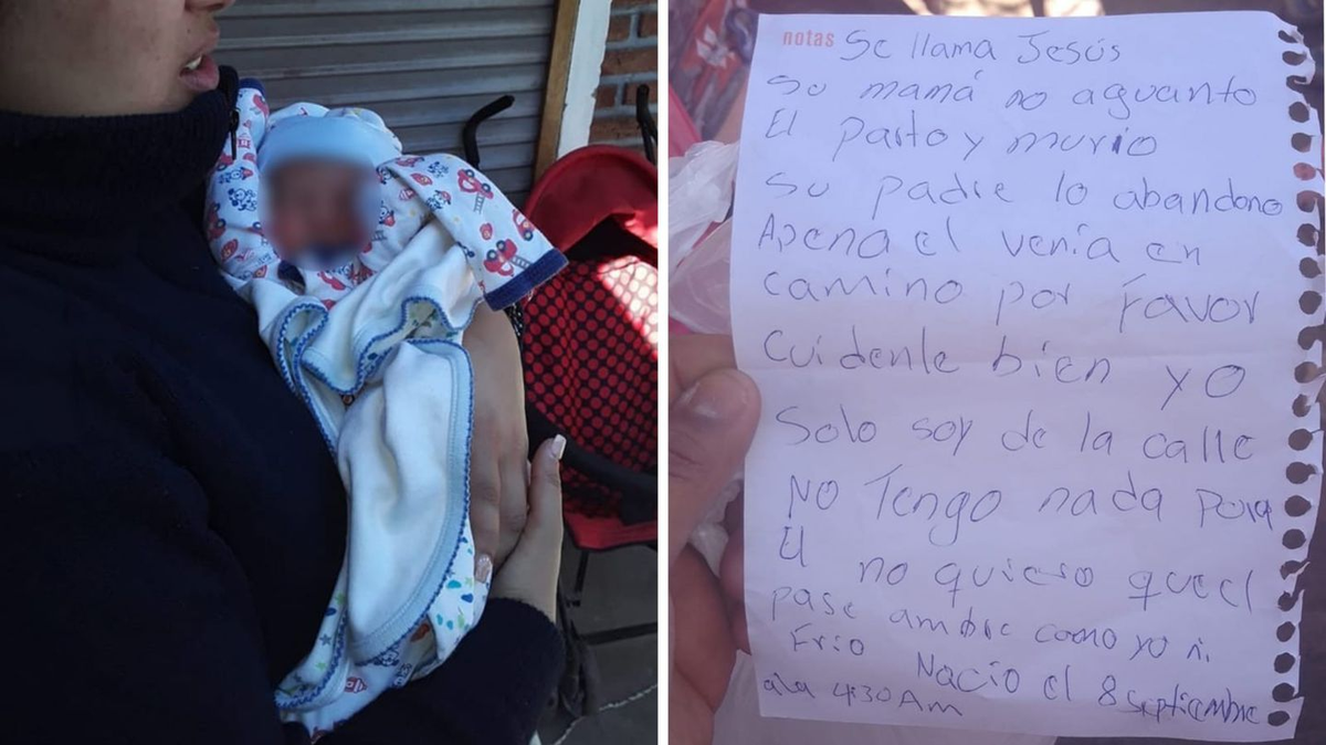 Abandonaron a un bebé adentro de una bolsa y dejaron una nota: Cuídenlo