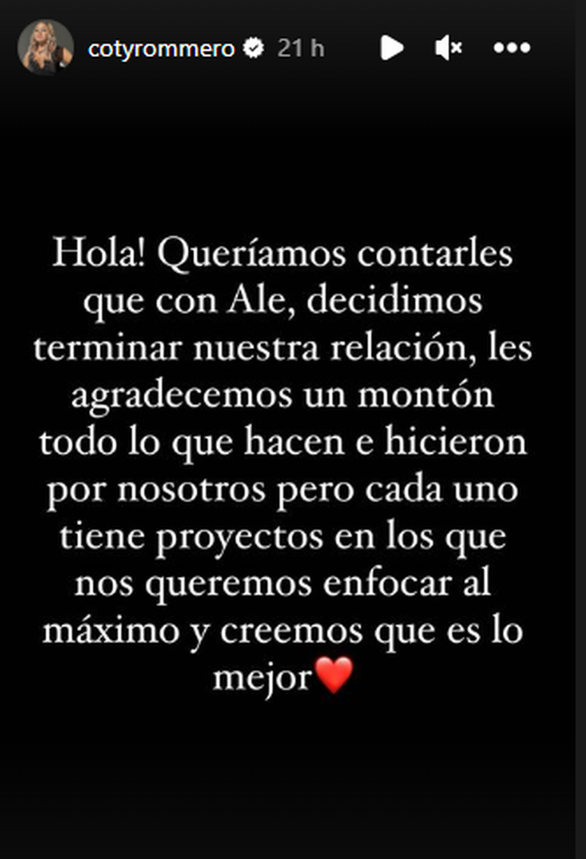 Coti Romero confirmó su separación de El Conejo.