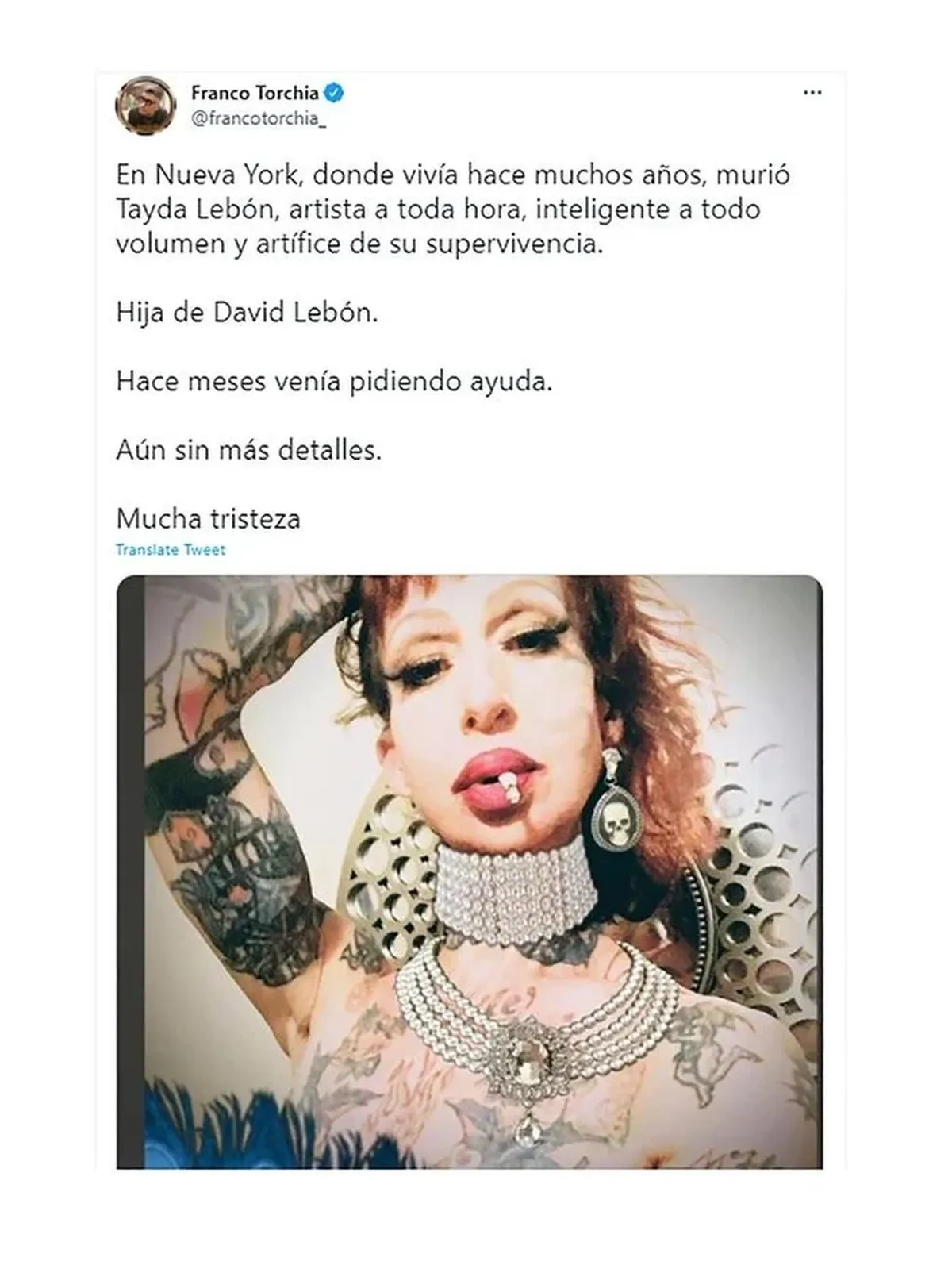 Este jueves se conoció que falleció la hija de David Lebón, Tayda. 
