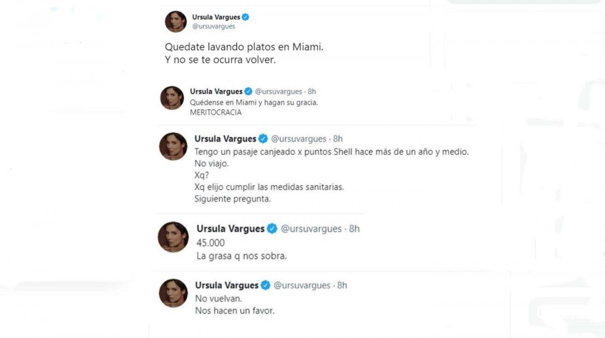 Úrsula Vargues despotricó contra los varados en el exterior.