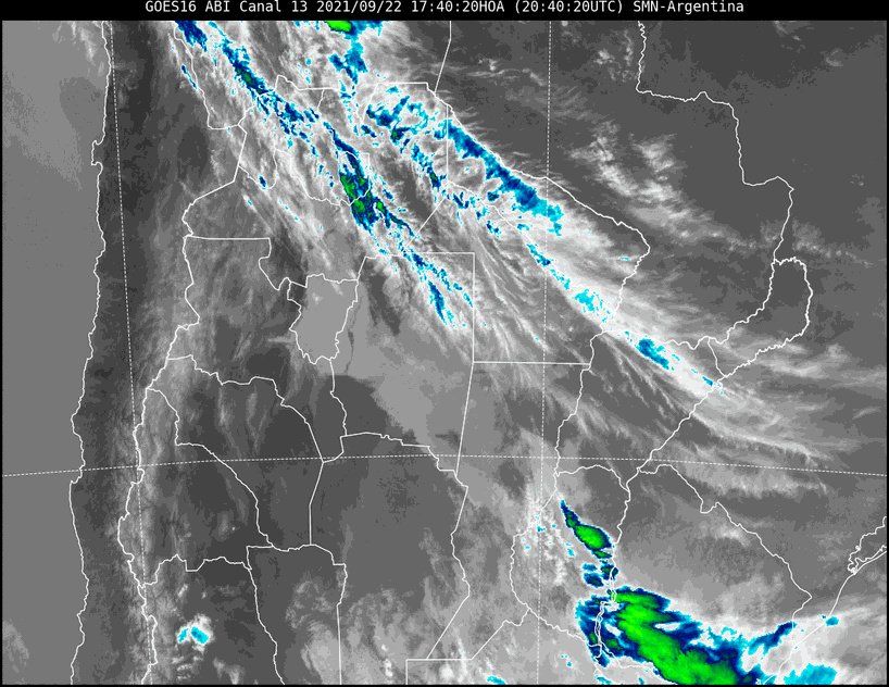 Imagen satelital del tiempo a las 17.40 horas del miércoles.