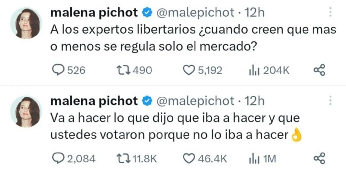 La reacción de Malena Pichot al DNU de Javier Milei. La reacción de Malena Pichot al DNU de Javier Milei.