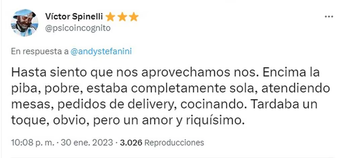 Comió 2 milanesas napolitas con fritas, por solamente 1700 pesos y hasta le dieron el control remoto de la televisión.