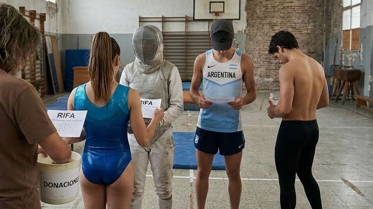El desamparo detrás del podio: atletas argentinos deben vender rifas y pedir donaciones para financiar sus sueños competitivos. Imagen ilustrativa generada con inteligencia artificial.