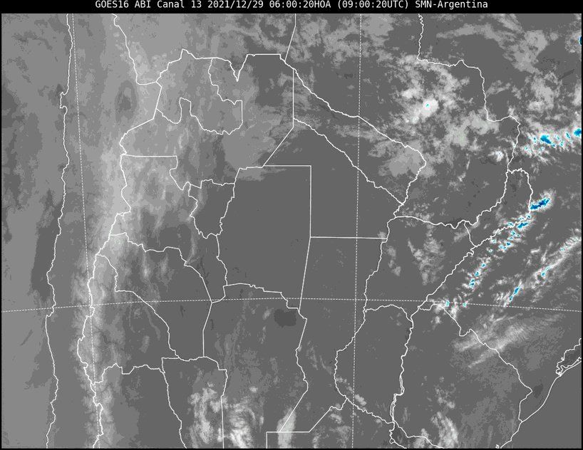 Imagen satelital del tiempo a las 6 horas del miércoles.