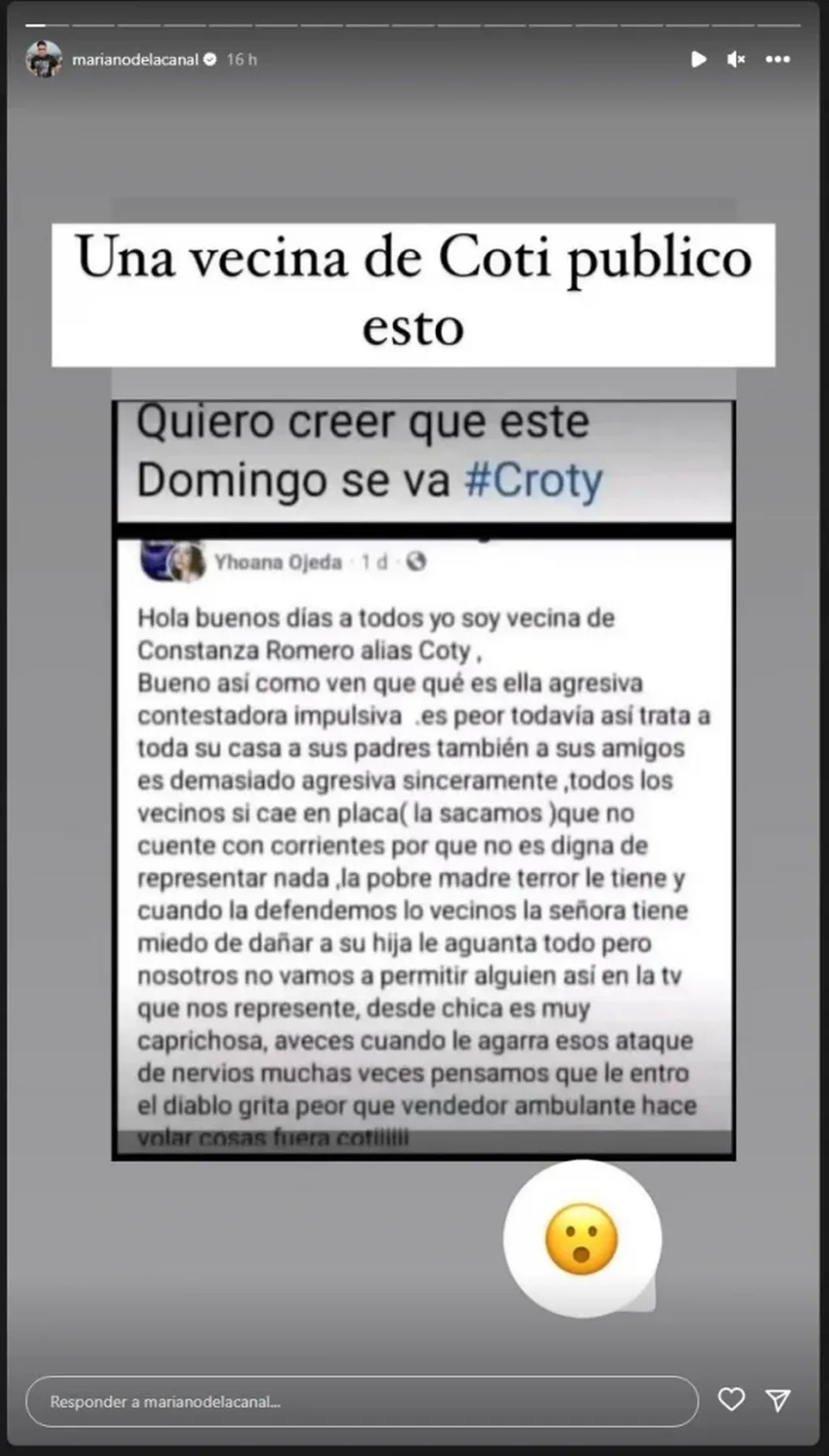 La publicación de la supuesta vecina de Coti de